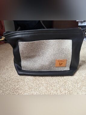 Meanwhile Back on the Farm Midi Hobo with Hair on Hide pocket